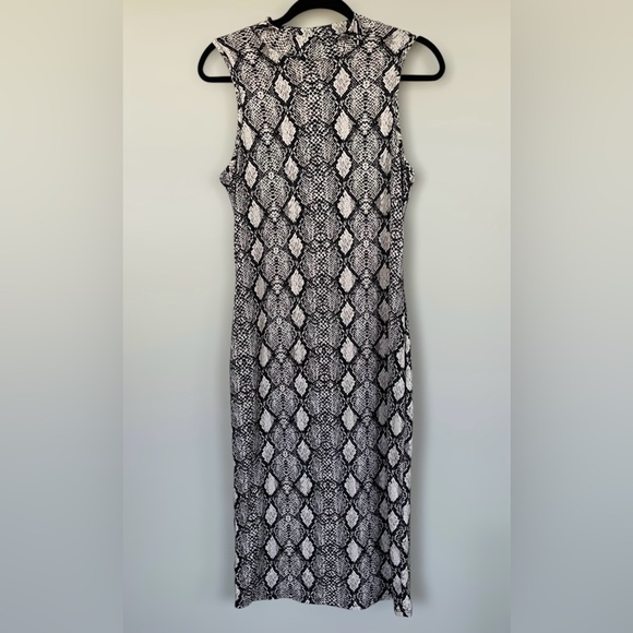 Caution to the Wind Snake Print Sleeveless Midi Sheath Dress with Turtleneck - S - Picture 6 of 8
